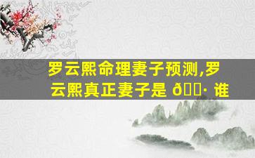 罗云熙命理妻子预测,罗云熙真正妻子是 🌷 谁